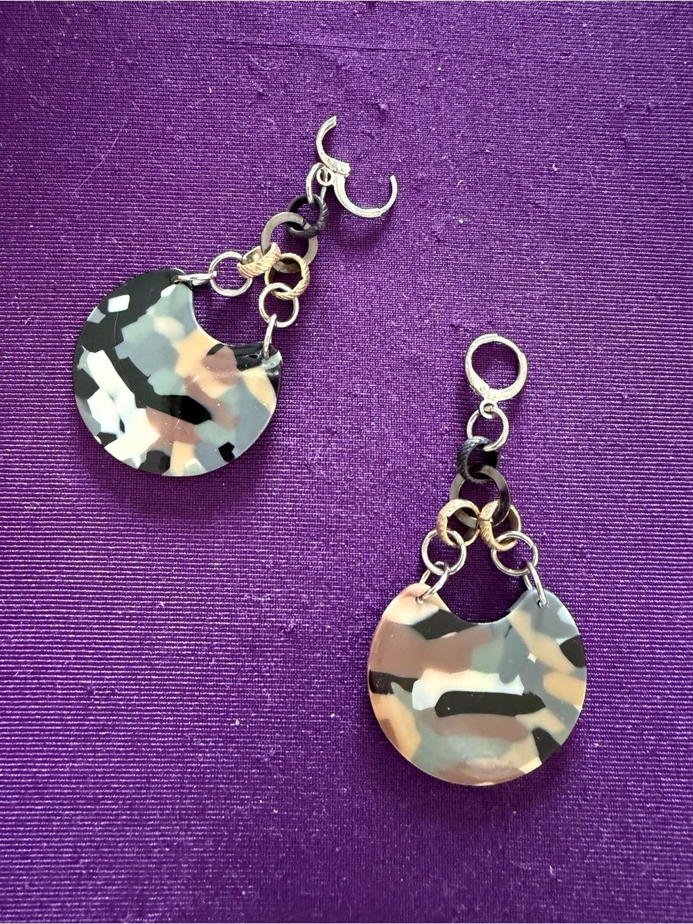 Camo print on acrylic drop earrings